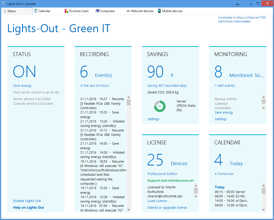 Status-Registerkarte