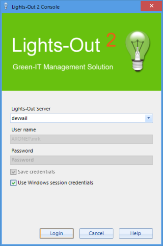 login window with session credentials