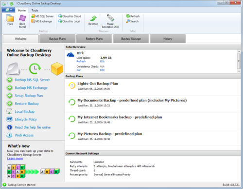 Cloudberry Backup desktop