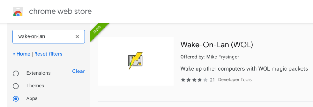 Wake-On-Lan extension in the Chrome Web Store