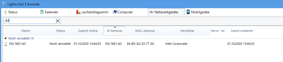 Chromebook über IP-Adresse in Lights-Out suchen
