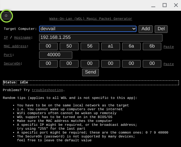 Wake-On-Lan extension in the Chrome Web Store