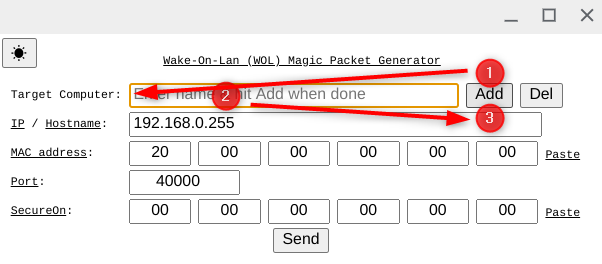 Adding a new server to Wake-On-Lan extension